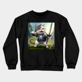 funny kitten- Cute cat in knight armour-Cat with swords-Brave cat-Cats in Medieval times . Crewneck Sweatshirt